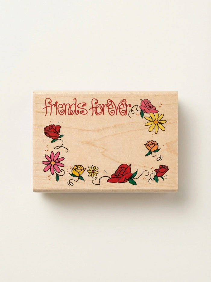 FRIENDS FOREVER 3 X 2 Wood Mounted Rubber Stamp by Stamps Etc by Vanessa Jane