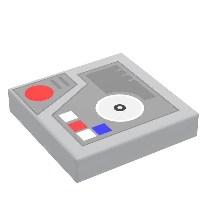 Control Panel #5 (Media w/ Buttons) for Star Wars/Space (2x2 Tile) - B3 Customs using LEGO parts by B3 Customs