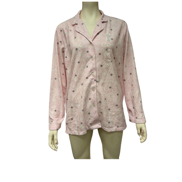 Charter Club Printed Fleece Notched Collar Pajama Top XL by Vanessa Jane