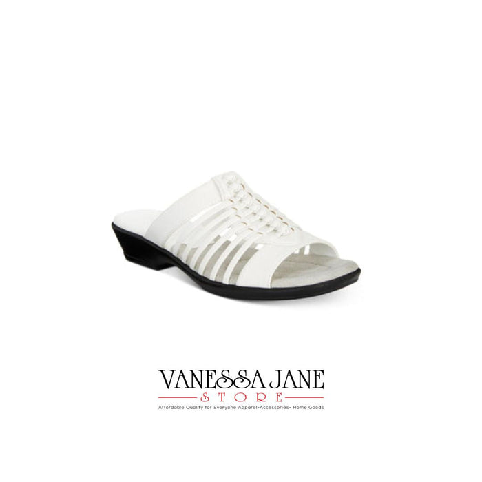 Easy Street Womens White Nola Comfort Slip On Slide Sandals Size 10 by Vanessa Jane