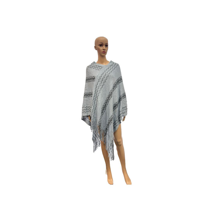 Anthropologie Style Women's Cold Weather Warm Knit Ruffle Knit Pullover Poncho by Vanessa Jane