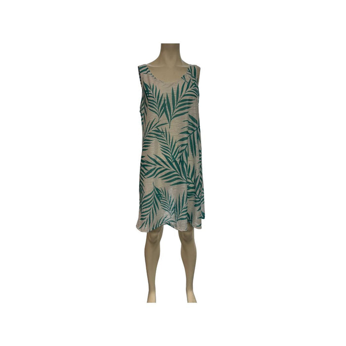 J Valdi Sleeveless Palm Leaf Cross Back Tank Swim Cover Up Dress, Size XL by Vanessa Jane