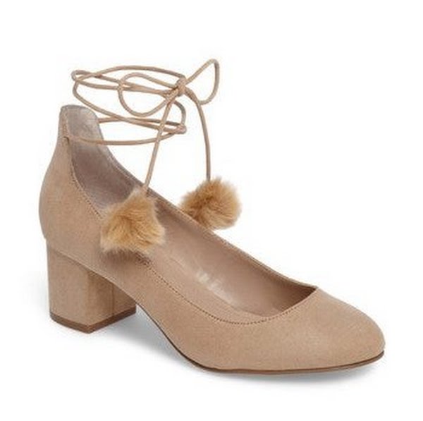 Charles by Charles David Libby Pom Pom Pumps - Nude,Size 6 1/2 by Vanessa Jane