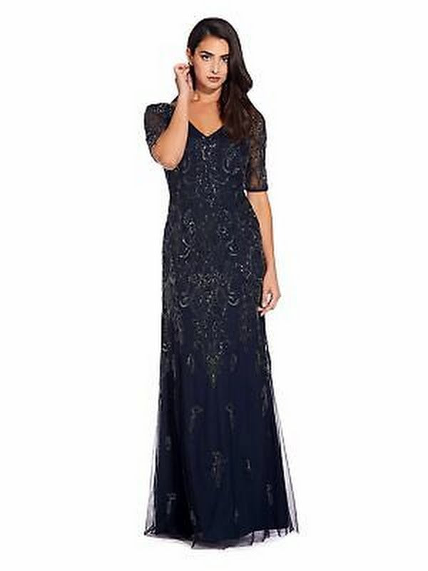Adrianna Papell Womens Beaded Mermaid Formal Dress, Size 4 by Vanessa Jane