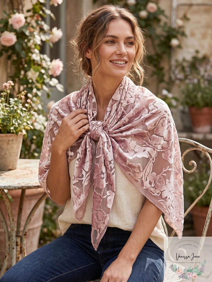 INC International Concepts I.N.C. Floral Burnout Wrap One Size Lilac by Vanessa Jane
