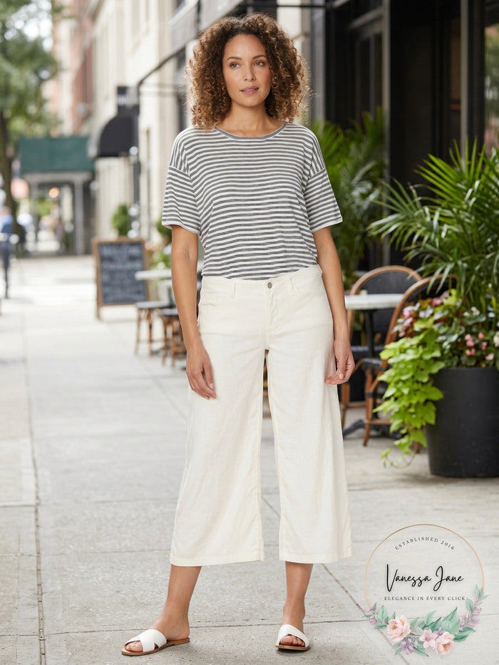 NYDJ Linen Blend Crop Wide Leg Pants by Vanessa Jane