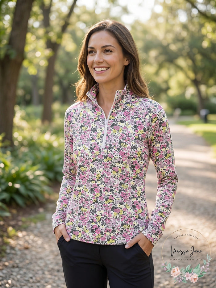 Lands End Womens Long Sleeve Quarter Zip UPF 50 Rash Guard X-Small by Vanessa Jane