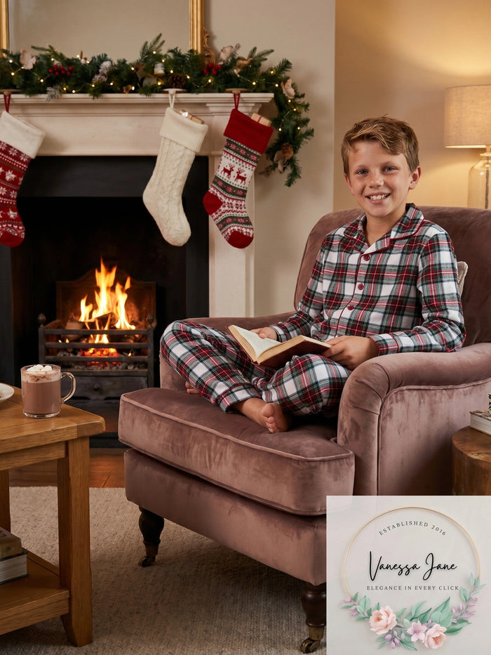 Matching Family Pajamas Kids Brinkley Plaid Pajama Set by Vanessa Jane