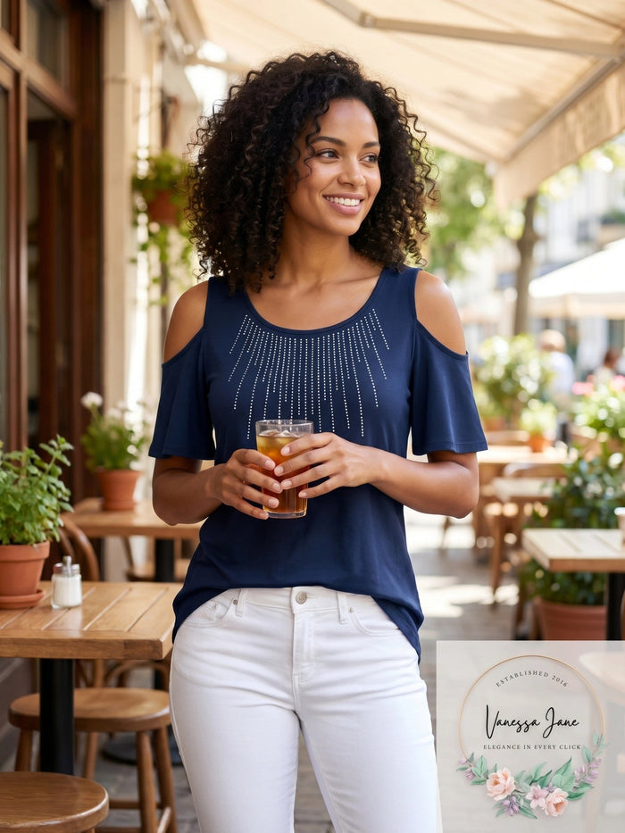 Star Vixen Womens Cold-Shoulder Top by Vanessa Jane