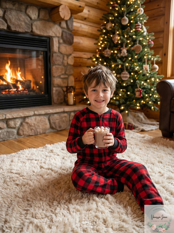Family Pajamas Matching Kids 1-Pc. Red Check Printed Family Pajamas - Red by Vanessa Jane