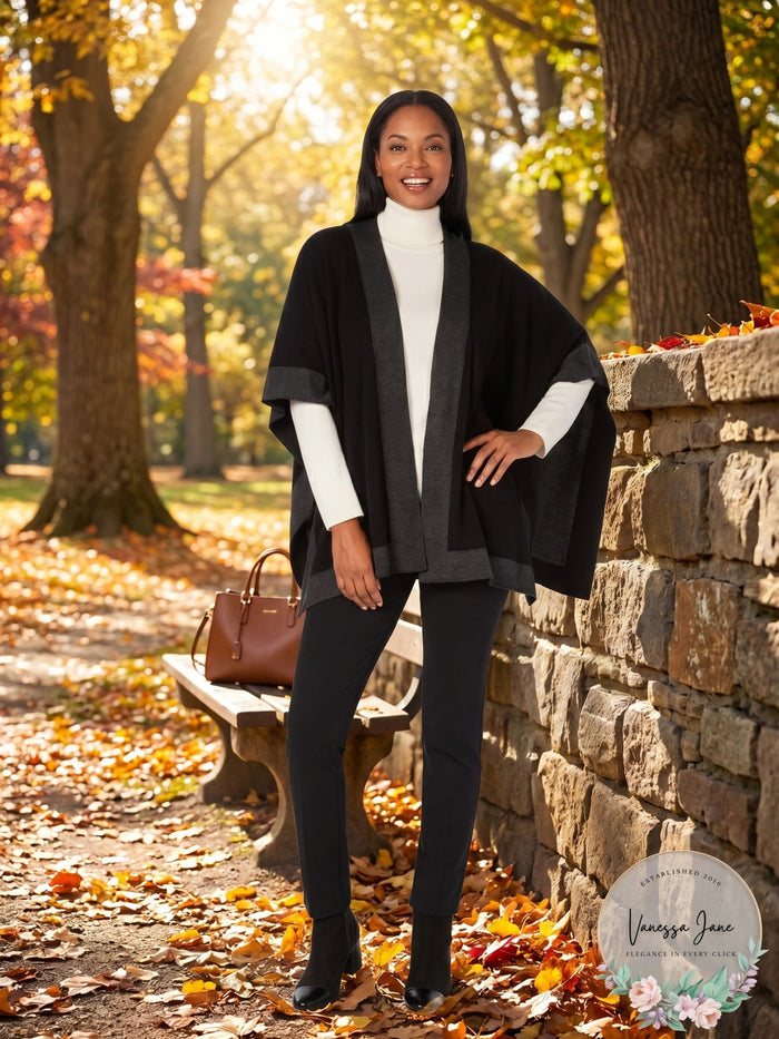 Charter Club Solid Knit Reversible Poncho by Vanessa Jane
