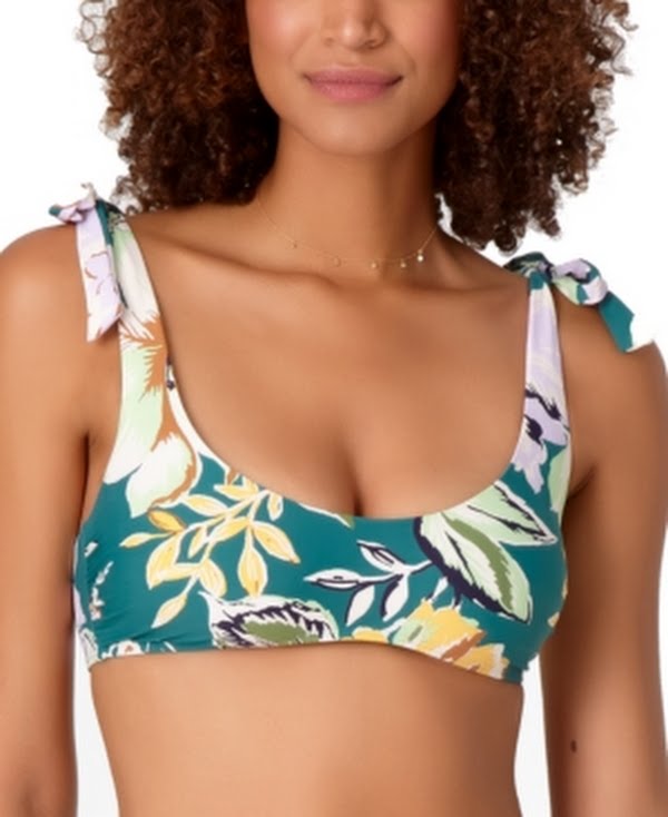 Studio Anne Cole Printed Scoop-Neck Shoulder-Tie Bikini Top by Vanessa Jane