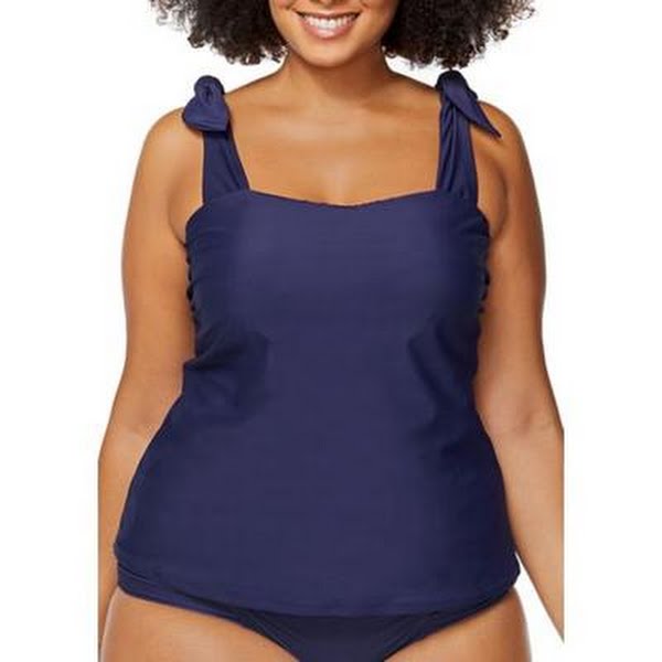 Raisins Womens Plus Size Solid Tiempo Tankini, Size 18W by Vanessa Jane