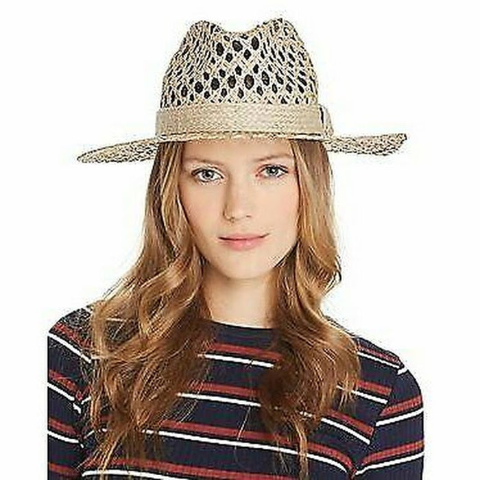 Aqua Openwork Panama Hat by Vanessa Jane