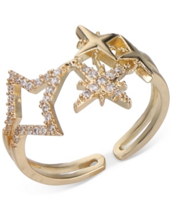Inc International Concepts Gold-Tone Pave Star Open Ring, Size 7 by Vanessa Jane