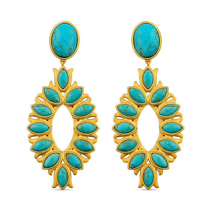 Water Lily Drop Earrings - Turquoise by Christina Greene