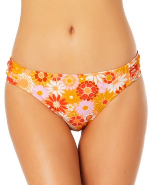 California Sunshine Printed Stretch Ruched Lined Bikini, Size Medium by Vanessa Jane