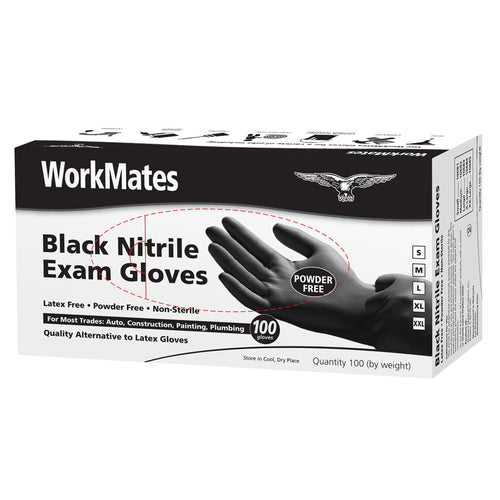 Workmates Black Nitrile Gloves (100 Ct.) Size Small by Pasteur Pharmacy