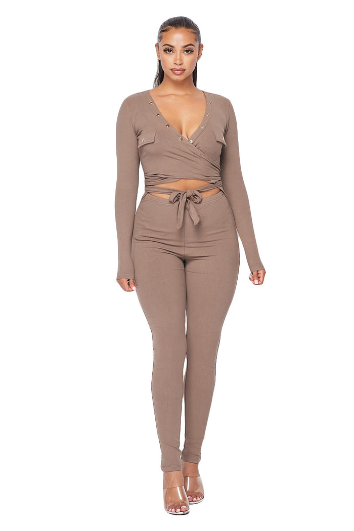 V-neck Wrap Around 2 pc Jumper by The House of Stylez