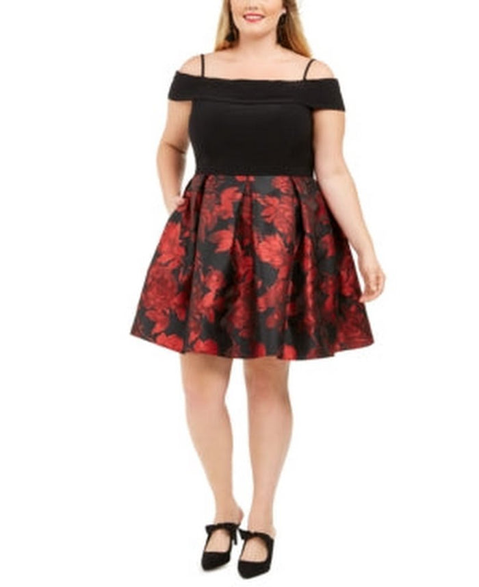Morgan Co Womens Black Cold Shoulder Floral Sleeveless, Size 18W by Vanessa Jane