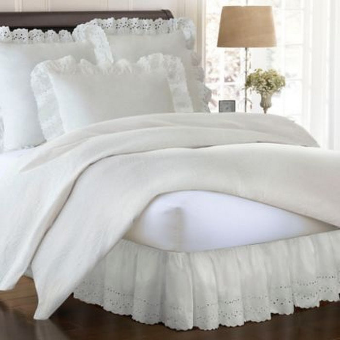 Smootheweave Ruffled Eyelet 14-Inch Drop Length Twin Bed Skirt in Ivory, SZ Twin by Vanessa Jane
