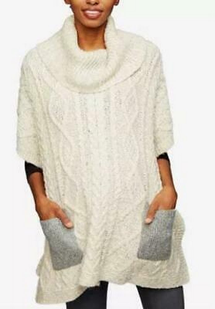 Led Luxe Flap Pocket Maternity Poncho Sweater One Size by Vanessa Jane