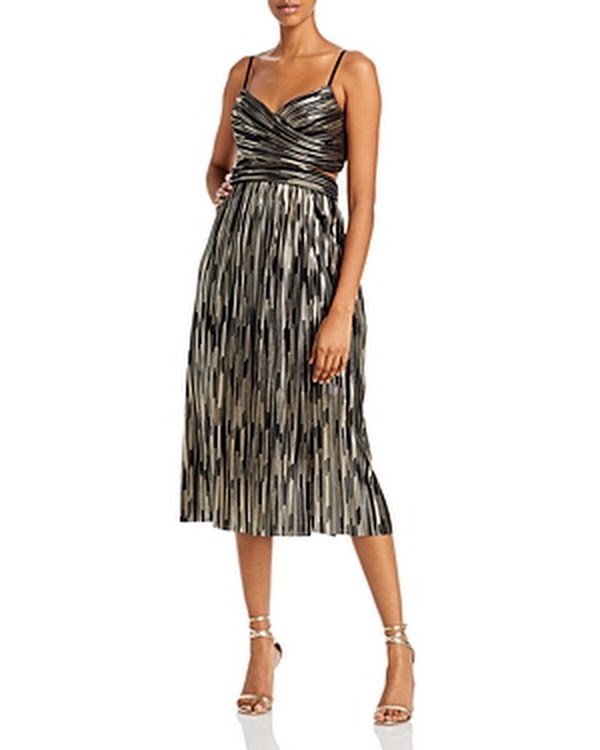 Aidan by Aidan Mattox Pleated Cutout Back Midi Dress, Size 8 by Vanessa Jane