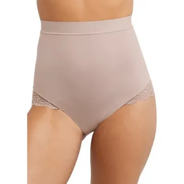 Maidenform Womens Eco Lace Mid-Brief Panty in Beige, Size Large by Vanessa Jane