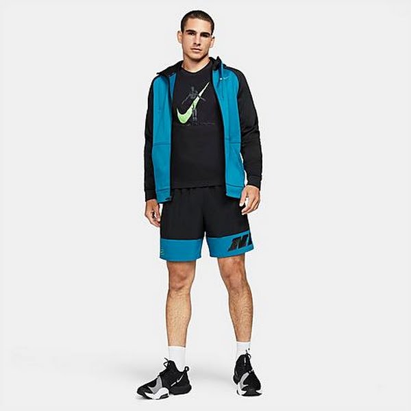 Nike Mens Clash Black Lined Stretch Logo Graphic Classic Fit Wicking Shorts by Vanessa Jane