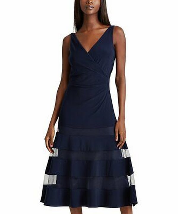 Lauren Ralph Lauren Lighthouse Navy Tulle-Panel A-Line Dress, 6 by Vanessa Jane