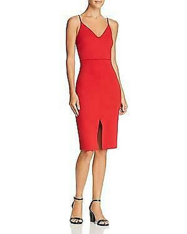 Aqua Slit Sheath Dress, Red, Size XS by Vanessa Jane