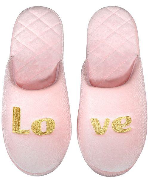 I.n.c. Love Pink Velour Scuff Slippers by Vanessa Jane