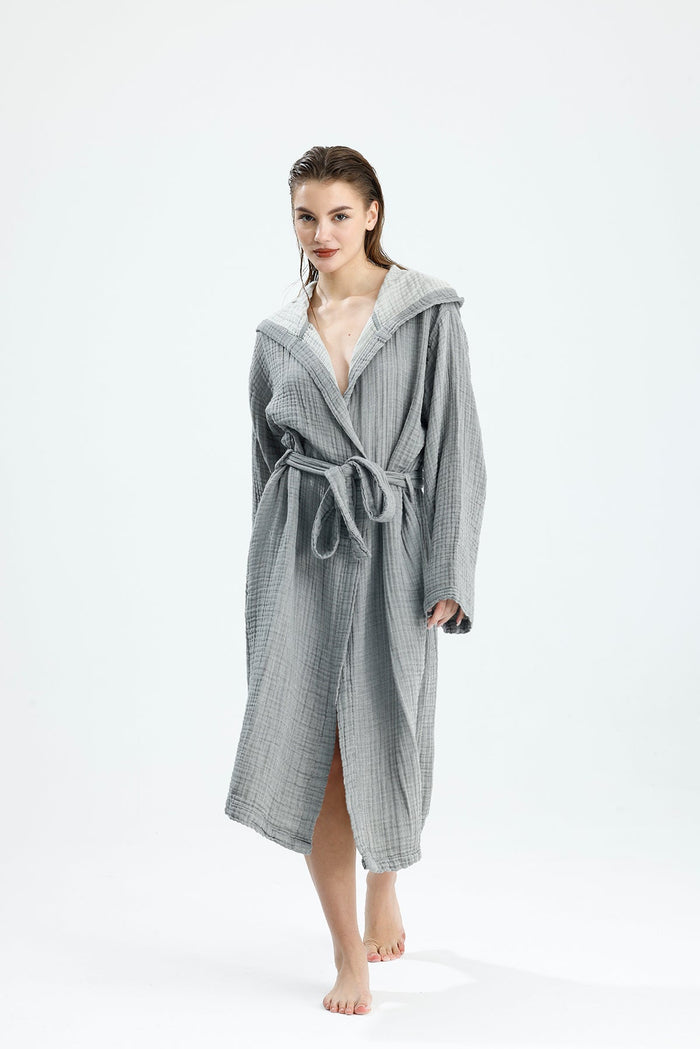 Muslin Gray Bathrobe by NoaPure.com