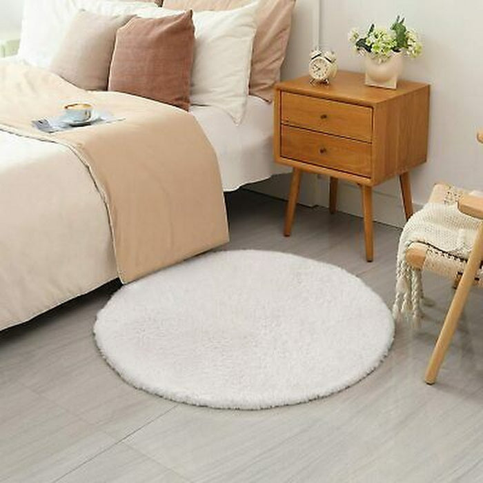 Chloelov Soft Round Fluffy Faux Fur Area Rug 3 x 3, Circle Cozy Shaggy Sheepsk by Vanessa Jane