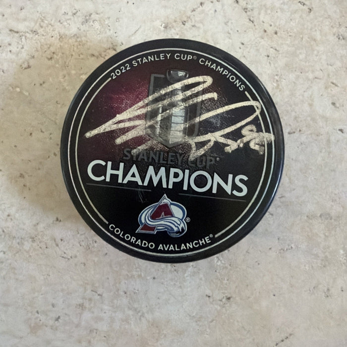 Gabriel Landeskog Signed 2022 Stanley Cup Champs Puck Fanatics Auth by Price Is Right Miami