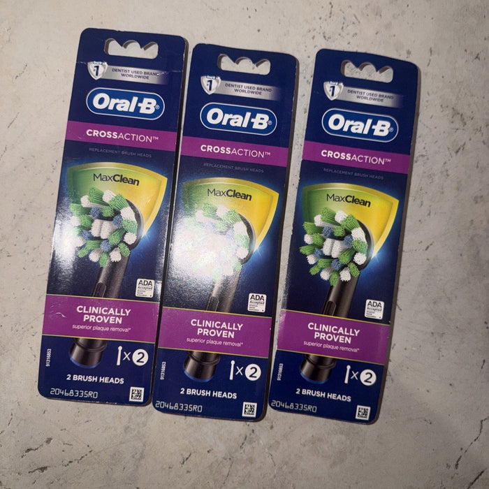 Oral-B CrossAction Toothbrush Replacement Heads, Black — 3 Packs (6 Heads Total) by Price Is Right Miami