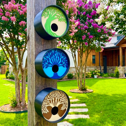 ADG42 Tranquil Tree Modern Round Birdhouses with Easy Maintenance Clean Out by Active Doodie Gear®