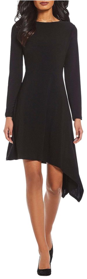 Adrianna Papell Long Sleeve Matte Jersey Dress with Asymmetrical Hemline, SZ 20W by Vanessa Jane