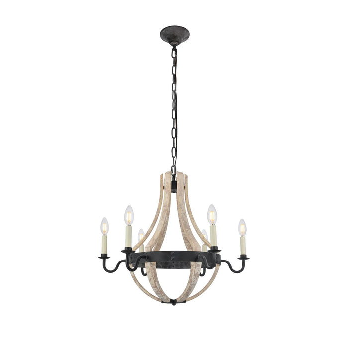 Woodland Collection Pendant D:24In. H:22In. Lt:6 Wash & Steel F by Vanessa Jane