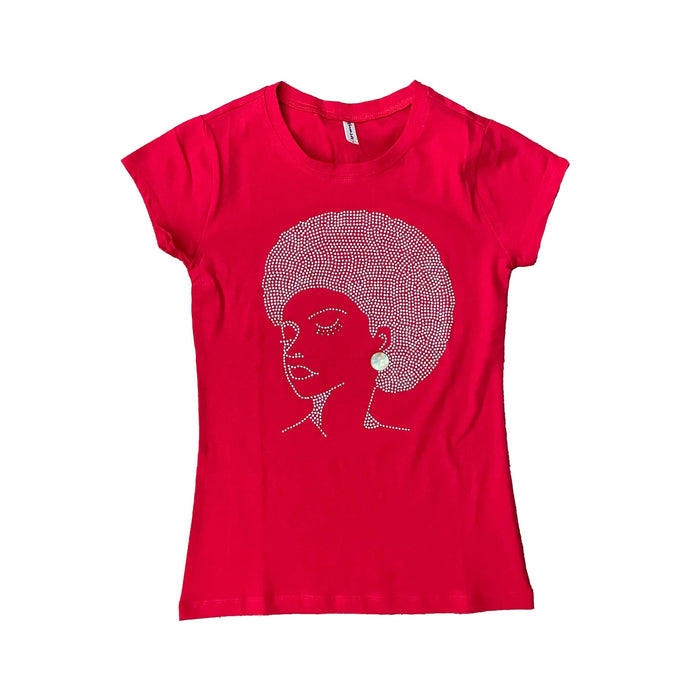 Afro Lady T-Shirt - Red by The House of Stylez