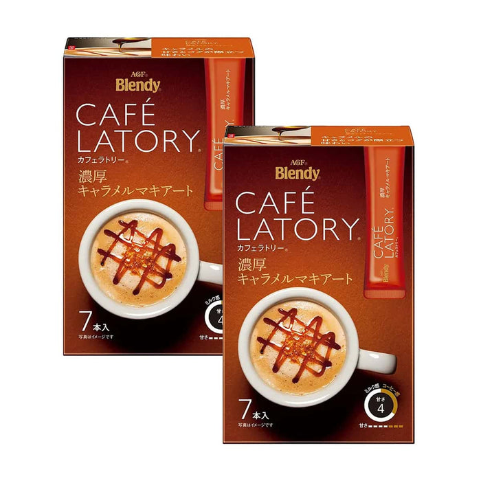 AGF Blendy Cafe Latory Caramel Macchiato 7 Sticks x 2 Boxes by Nava Beauty