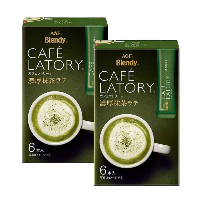 AGF Blendy Cafe Latory Matcha Green Tea Latte Powder 6 Sticks x 2 Boxes by Nava Beauty