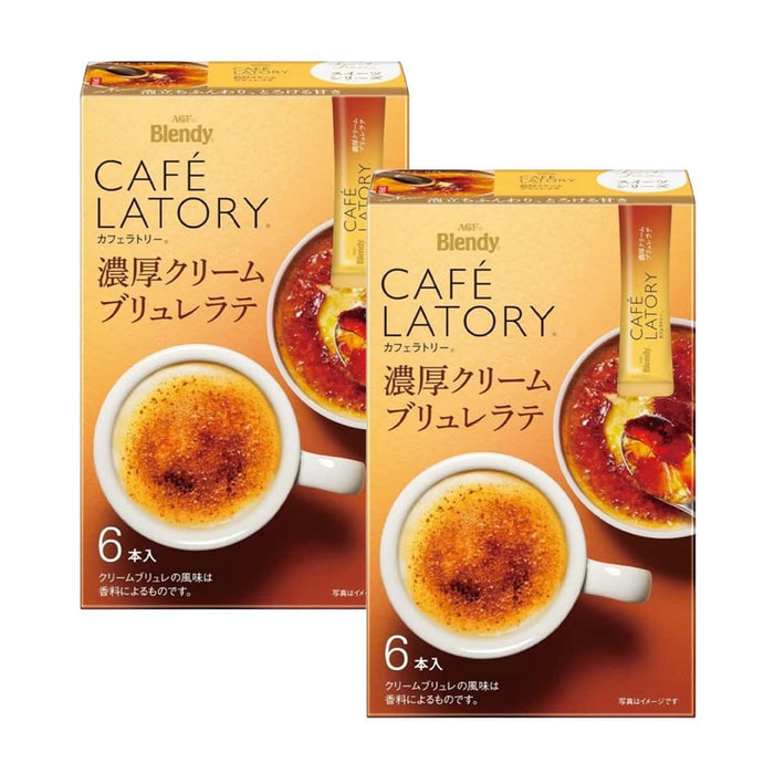 AGF Blendy Cafe Latory Rich Cream Brulee Latte 6 Sticks x 2 Boxes by Nava Beauty