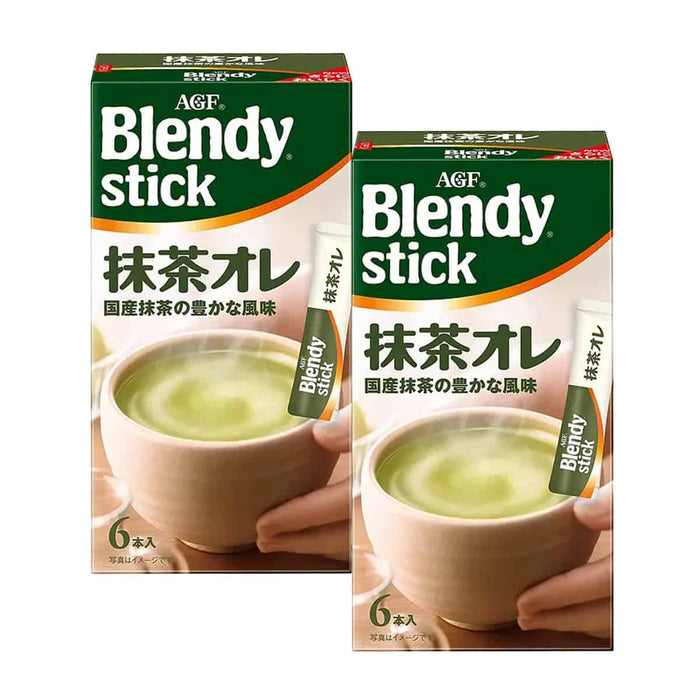 AGF Blendy Stick Matcha Au Lait Green Tea Latte 6 Sticks x 2 Boxes by Nava Beauty