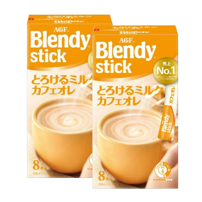 AGF Blendy Stick Melting Milk Cafe Au Lait 8 Sticks x 2 Boxes by Nava Beauty