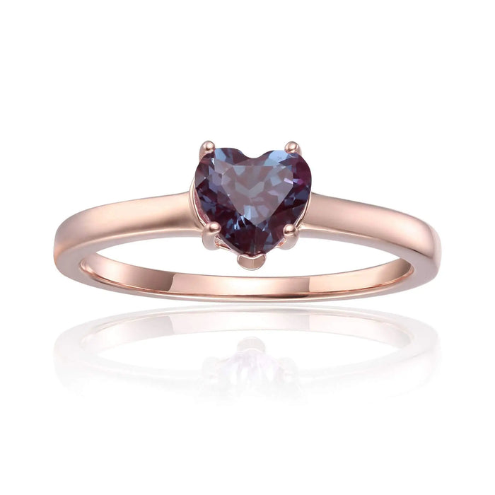Alexandrite Solitaire Heart Ring by Fine Color Jewels
