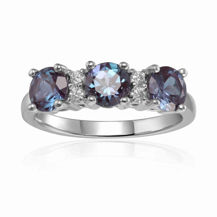 Alexandrite Three Stone Ring by Fine Color Jewels