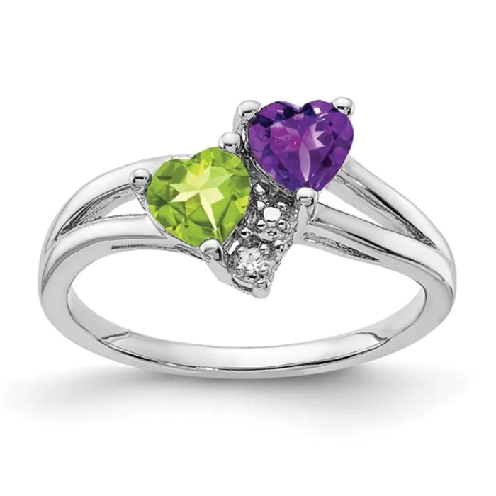 Amethyst and Peridot Dual-Stone Ring by Fine Color Jewels