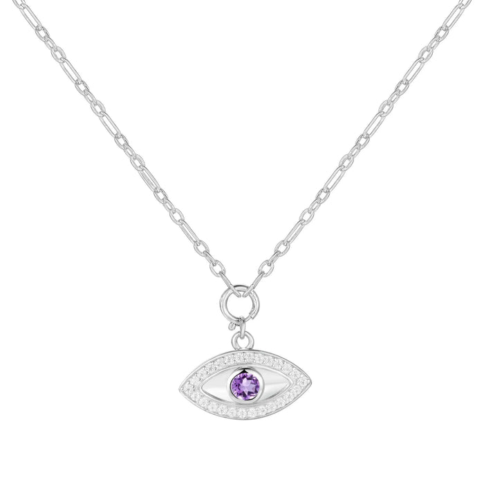 Amethyst Evil Eye Necklace by Fine Color Jewels