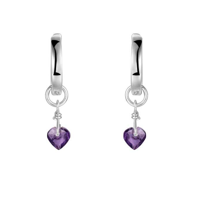 Amethyst Heart Earrings by Fine Color Jewels
